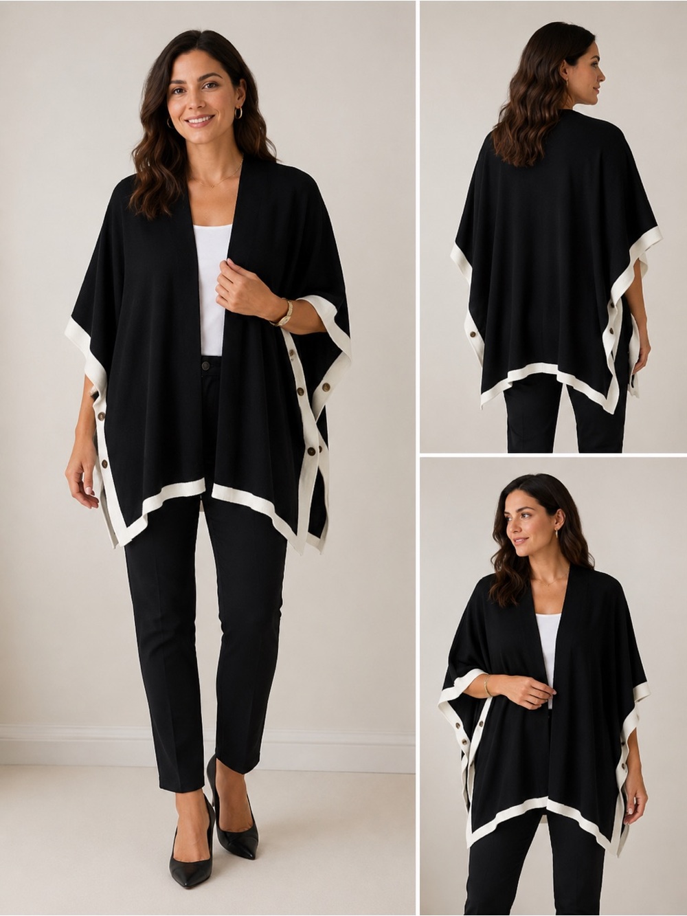Ann Taylor Black Textured Poncho